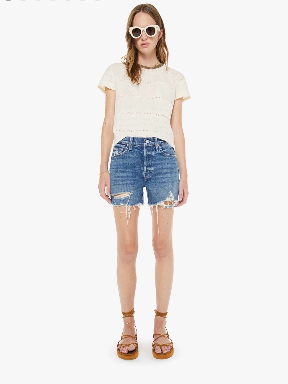 Mother Blue Distressed Denim Jean Shorts Jorts Sz 29
